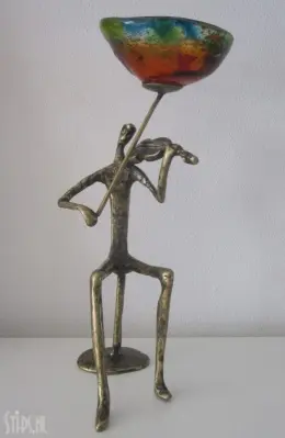 Bronzen violist met glazen schaaltje - Eratini