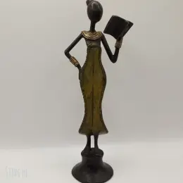 Afrikaanse dame met boek in brons