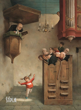 Dansje in de kerk - Marius van Dokkum - canvas giclee
