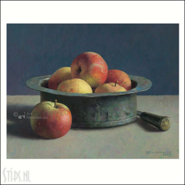Koperen bak met appels
