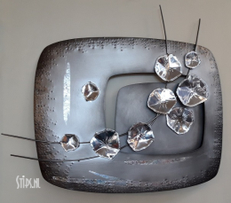 Metalen wanddecoratie klaprozen in zilver