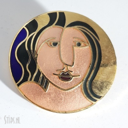 Broche Cloisonné - gezicht in Picasso stijl