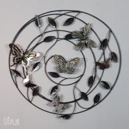 Metalen wanddecoratie 6 vlinders