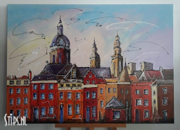 Stadsgezicht met drie torens - 140 x 100 - Caspar van Houten