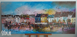 Stadsplein met marktkramen - 160 x 70 - Caspar van Houten
