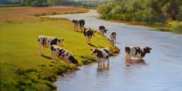 Jongvee bij de rivier- Geke Steenmetz
